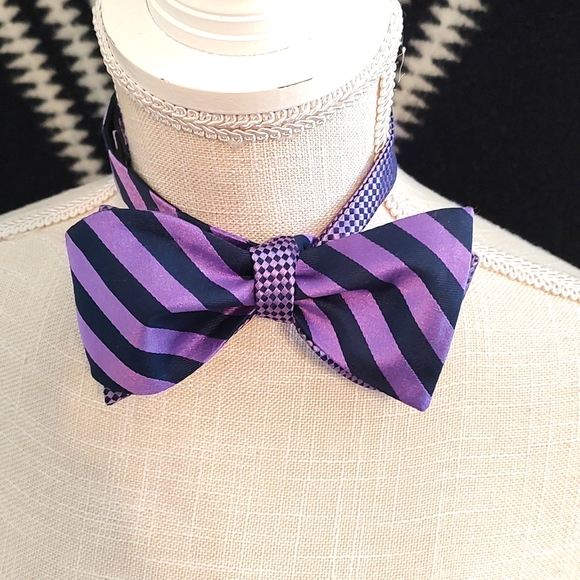 💐GUC Cremiux Brand Unisex Wear Adjustable Silk Bow Tie, Purple/Black, OSFM - Picture 1 of 7